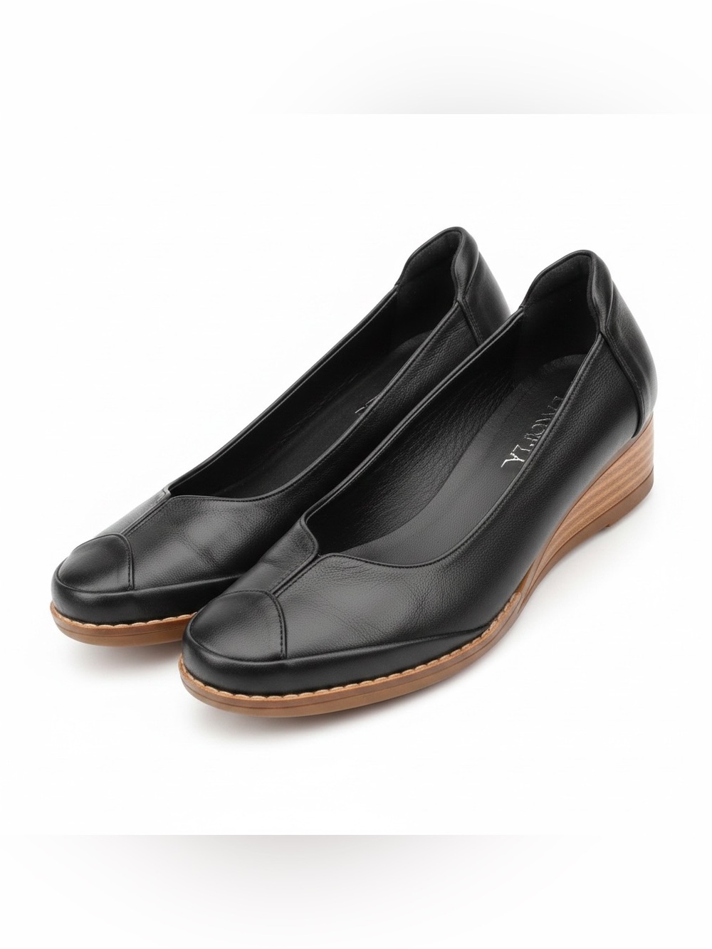 Alberto Black Leather Slip-On Loafers for Women